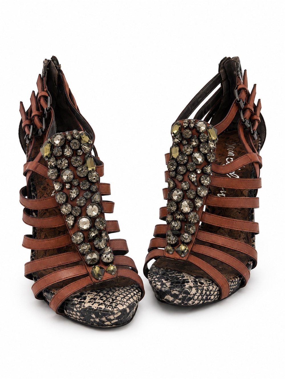 Embellished Brown Strappy Wedge Sandals - Sam Edelman